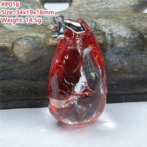 Natural Red Limonite Phantom Quartz Pendant For Women Men Love Healing 34x19x16mm Beads Clear Crystal Silver Rare Gemstone AAAAA