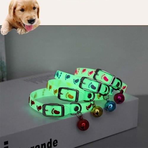 Night Fluorescent silicone Cat bell Collar Luminous Dog Collar Glow-in-the-Dark Anti-Loss pets collar for small and medium pets