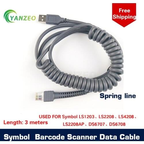 New 3M Coiled USB Spring Line USB Cable for Honeywell LS2208 4208 6708 9208 3408 4278 Barcode Scanner Part