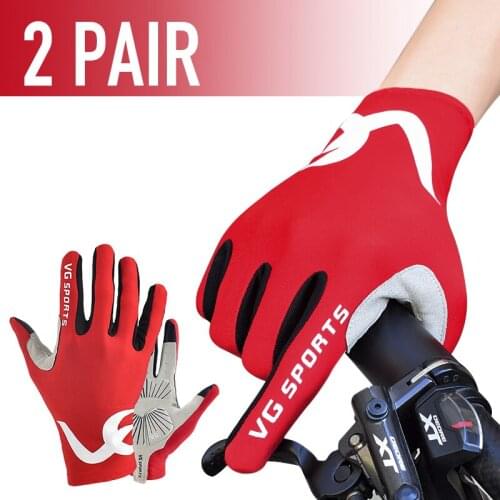 2 Pair VG Sports Cycling Gloves Full Finger Touch Screen Non-slip MTB Road Bike Bicycle Gloves Riding Half Long Finger Gloves