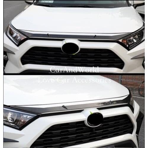 Front Engine Hood Lid Cover Trims Bumper Grilles Frame Molding Strips For Toyota RAV4 2019 ABS Chrome Car Garnish Accessories