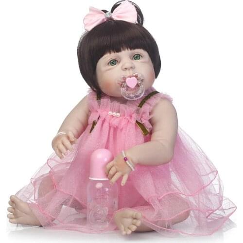 23 Inch 57cm Full Silicone Vinyl Reborn Baby Doll pink princess cute classic popular simulation Toy Children Birthday Gift