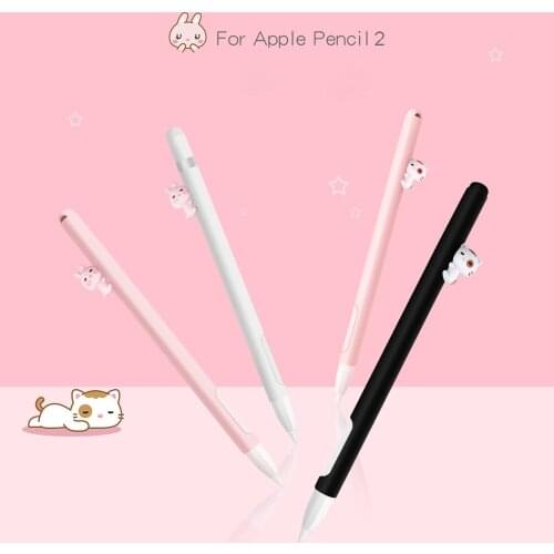 Cute Cat Silicone Protective Case Pouch Cap Holder Nib Cover For Apple Pencil 2