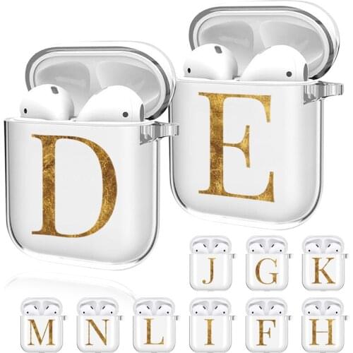 Cute Initial Name Soft Case for Apple AirPods 1/2 Clear Silicone Wireless Bluetooth Earphone Case Charging Box