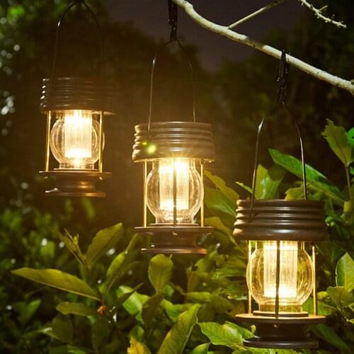 Solar Umbrella Tree Hanging Light Outdoor Vintage Kerosene Lamp Waterproof Horse Lamp For Garden Backyard Pergola Patio Window