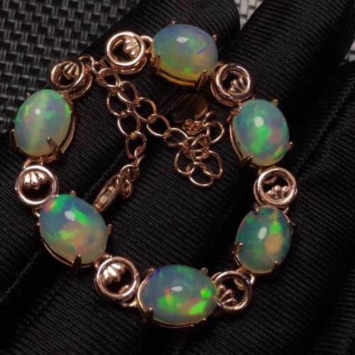 Natural And Real Opal bracelet Solid S925 Sterling Silver For Women Opal bracelet Colour Gem Stone Rings Fine Jewelry