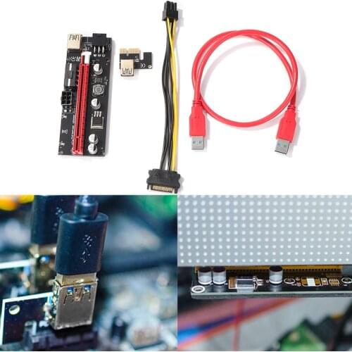 VER009S USB 3.0 Cable PCI Express Riser PCI-E 1X to 16X Extender SATA 15Pin to 6pin Adapter Card for GPU Miner Mining