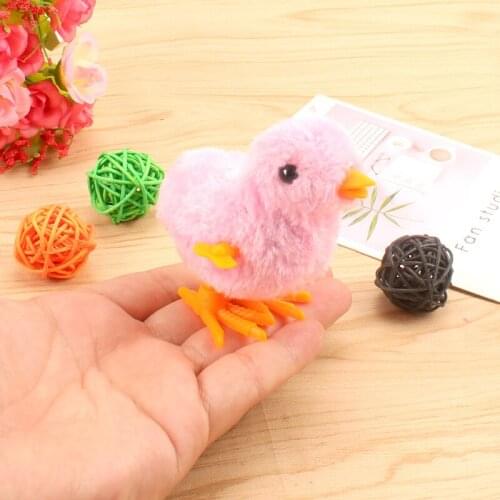 1pc 8cm Cartoon Simulation Wind Up Chicken Plush Clockwork Hopping Funny Bird Toy Kawaii Chick Animal Gift For Kids Random Color