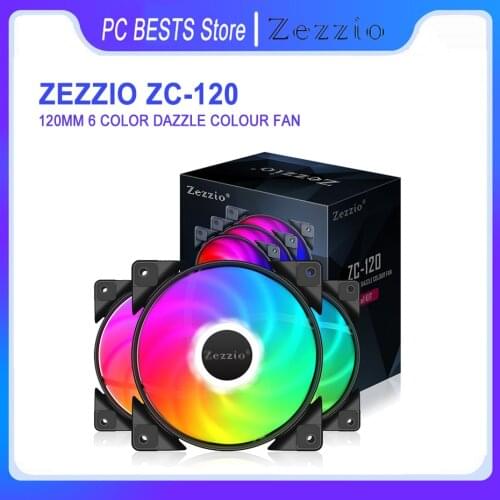 ZEZZIO ZC-120 LED 6 Color Dazzle Colour Case fan 120mm 3pin Computer CPU Cooler silence Coling fan molex port