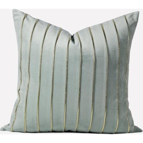 Hot Sale Golden Striped Grey-Green Pillowcase Simple And Modern Model Room Sofa Cushion Cover Pillow Cover 1pc 30x50cm/50x50cm
