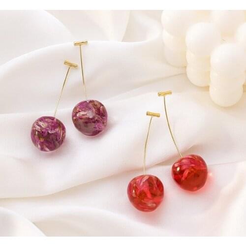 2020 New Arrival Dominated Acrylic Fashion Geometric Fine Women Earrings Contracted Sweet Cherry Modelling Long Earrings