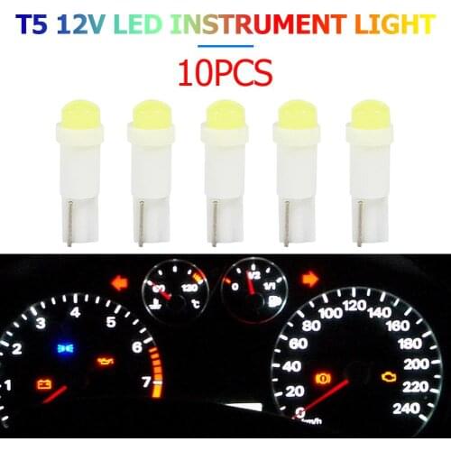 10pcs T5 3D COB LED Car Interior Instrument Panel Light Reading Lamp Wedge Bulbs Easy Installation Plug And Play Colour White