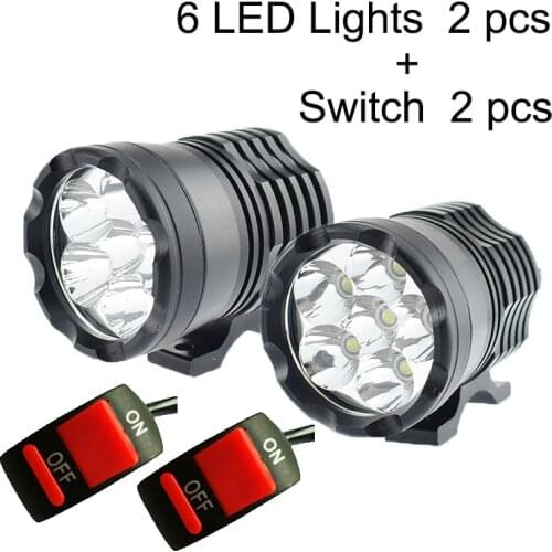 2Pcs Motorcycle LED Headlight LED 12V 60W 6000K Motorbike Spotlight Headlamp Motor Spot Head Lights U2 Driving Auxiliary Lamp
