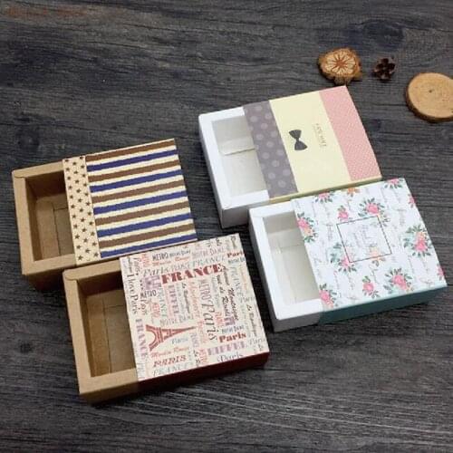20pcs Small Drawer Shape Gift Handmade Soap Packaging Paper Boxes Kraft Lipstick Perfume Packaging Box Candy Craft Boxes