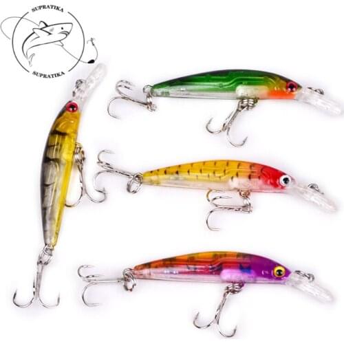 4PCS/lot Bass Reflective Fishing Lures Hard Bait 70mm/3.9g Diving 1.8m 8# Hook Seawater Jerkbait Artificial Wobbler Bionic Bait