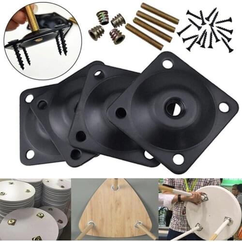 4 X Sofa Leg Mounting Plates Furniture Chair Leg Connection Plate Attachment Iron T-Plate+ M8 Female Adapters Hanger Bolts