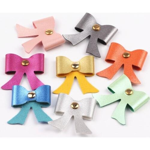 50pcs Mix Color Pu Leather 30x32mm Bowknot Charms Pendant Fit Jewelry Making DIY Decoration Handcraft