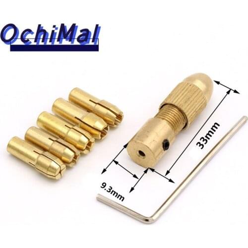 7Pcs Mini Drill Chucks Chuck Adapter For Mini Tools Copper Drill Folder Copper Cap Axis Drill Collet With Wrench2/2.35/4.05/5.05