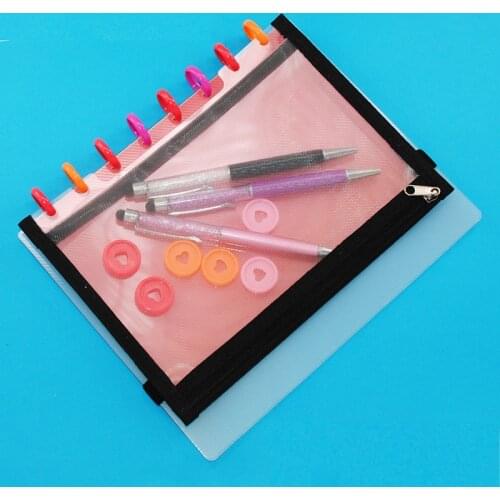 A5 Loose-leaf Notepad Storage Bag Notebook Cover Zipper Planner Storage Folders Binding Rings Pen Bag DIY Planner Accessories
