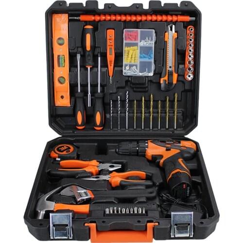 44 pcs/set Cordless Li-Ion Drill Power Tools with Hand Tools Combination Tools Case Tool Kit Plier Wrench Drill PTS015