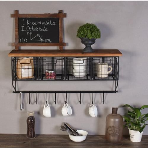 American Retro Industrial Style Grid Wall Decoration Rack Hook Cafe Office Home Wall Hanging Rack