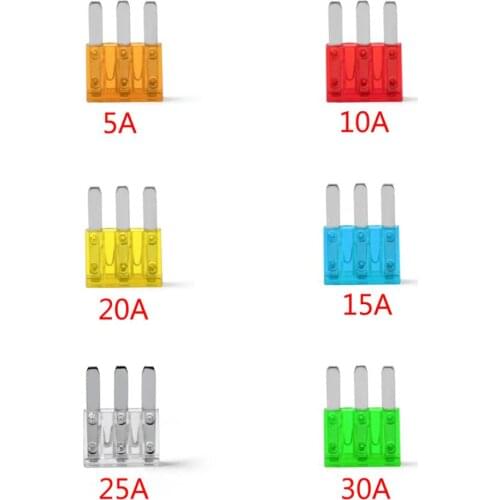 Areyourshop High Quality Micro3 Fuse Automotive 5A 10A 15A 20A 25A 30A 3 Prong Micro Blade Fuse Hot Sale