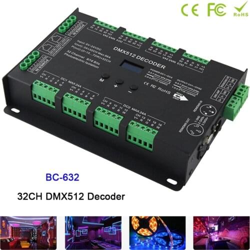 BC-632,32CH DMX-PWM Decoder Controller DC5V-24V Constant Voltage DIM /CT /RGB /RGBW 4 modes switch led Strip driver
