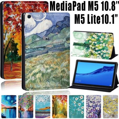 Tablet Case for Huawei MediaPad M5 10.8 Inch/M5 Lite 10.1 Inch PU Leather Stand Tablet Cover Protective Case + Stylus