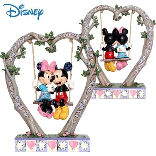 Disney Genuine Mickey Minnie Mouse Action Figure Resin Dolls Decor Anime Figures Collection Model Toys Boxed Gift for Girlfriend