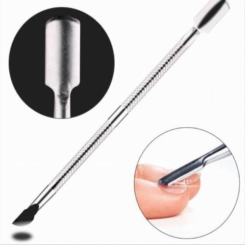 Dual purpose Wholesale metal nail cuticle pusher nail trimmer dead skin remover as polish nail art tool for woman manicure salon