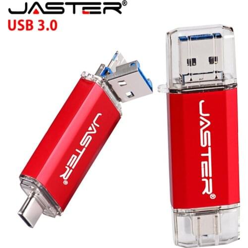 JASTER New 2 IN 1 OTG (Android&USB & Type_C) USB 3.0 flash drive Metal Custom Pen Drive 64GB 32GB 16GB 8GB 4GB Wedding Gifts