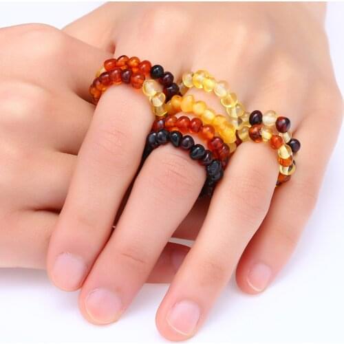 HAOHUPO Professional Certification Baltic Amber Rings for Women Adjustable Size Natural Gemstone Wedding Jewelry The 2pc cheaper