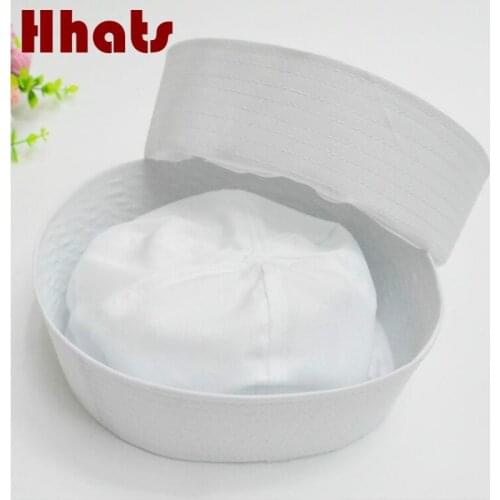 Cotton white plain military hat women men flat sailor cap children girl boy blank navy bone gorras family bone