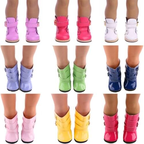 For 18 Inch American Doll Girl & 43 Cm New Born Baby Dolls 10 Styles Of Leather Boots In Solid Color,Our Generation,Doll Shoes
