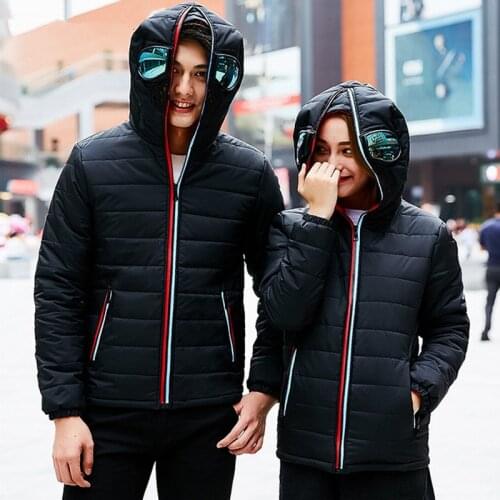 Winter New Men Solid Color Parkas Quality Brand Mens Warm Thick Jacket Male Hooded with Glasses jacket Fashion Casual Parka Coat