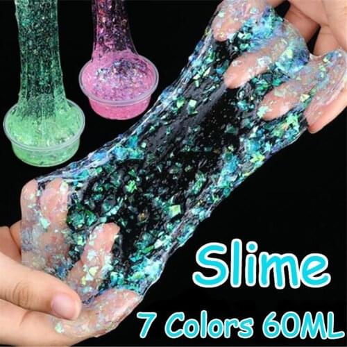 60ml DIY Glitter Sequins Sludge Slime Mud Stress Relieve Putty Kids Clay Handmade IInteractive Toy