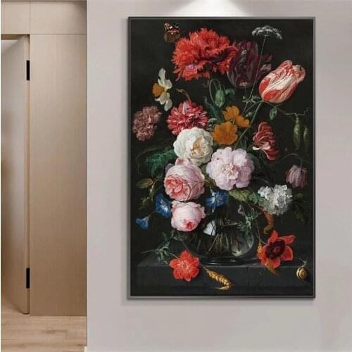 Still Life with Flowers in a Glass Vase canvas Paintings Art Posters And Prints Baroque wall Art Pictures Home Decor cuadros