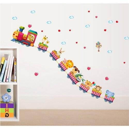Cartoon train wall decoration kindergarten stickers baby bedroom children room wall stickers