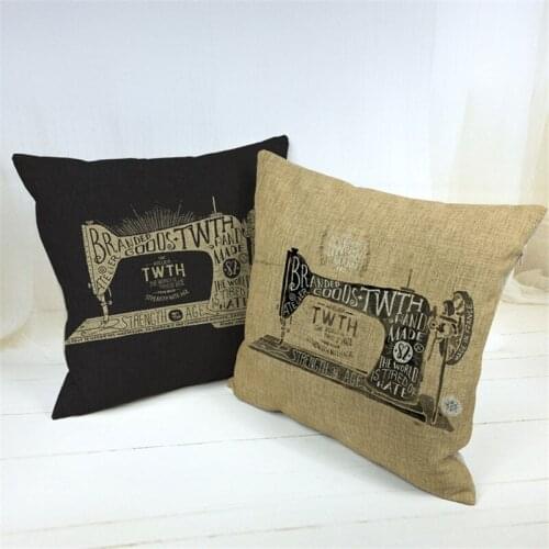Vintage style Decorative throw pillows case cotton linen Sewing Machine Retro Cushion Cover For Sofa Home Almofadas 45X45cm