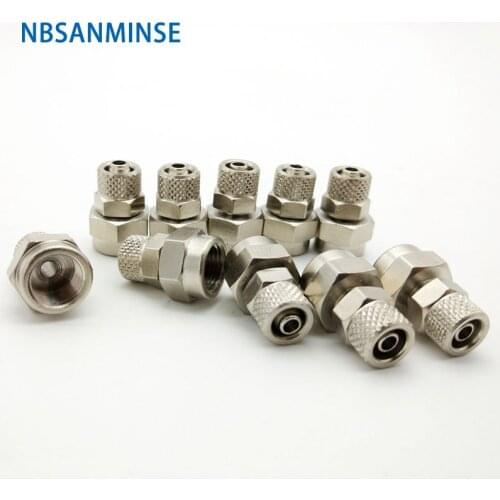 NBSANMINSE 10Pcs/lot BF Push On Brass Fitting Pipe Fitting Tube Connector Pneumatic Air pressure Fitting