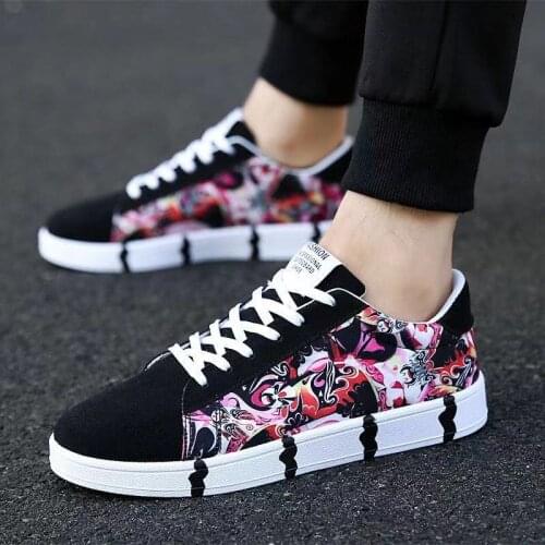 2021 new mens sports shoes casual shoes men couple printing fashion graffiti flat vulcanized shoes