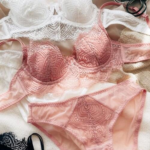New French Lace Thin Lace Ladies Bra Set Sexy Bra Breathable Comfortable Underwear Set Women Lingerie Sets Plus Size Push Up