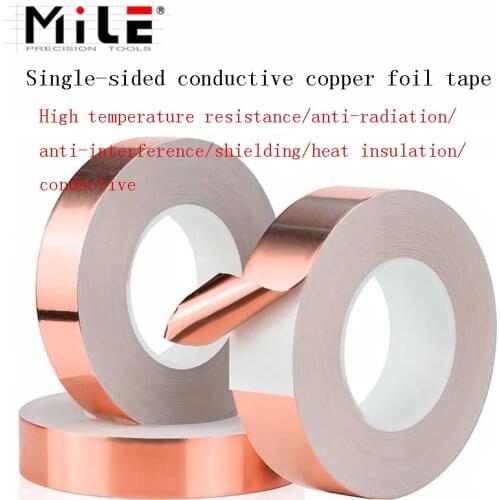 MILE 30 Meters Single Side Conductive Copper Foil Tape Strip Adhesive EMI Shielding Heat Resist Tape 10mm 15mm 20mm