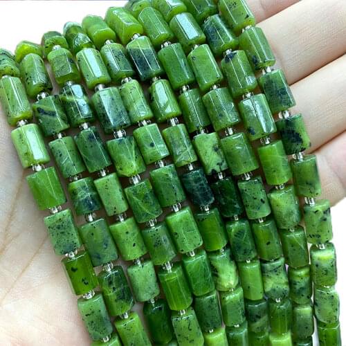 Wholesale 100% Natural Stone Green Jaspers Faceted Cylinder Spacer Beads For Jewelry Making DIY Bracelet Necklace Charms