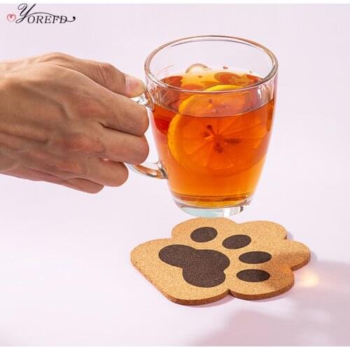 OYOREFD Cute Cat Paw Heat Insulation Table Mat Family Office Anti-skid Tea Cup Milk Mug Coffee Cup Coaster Cork Table Pads