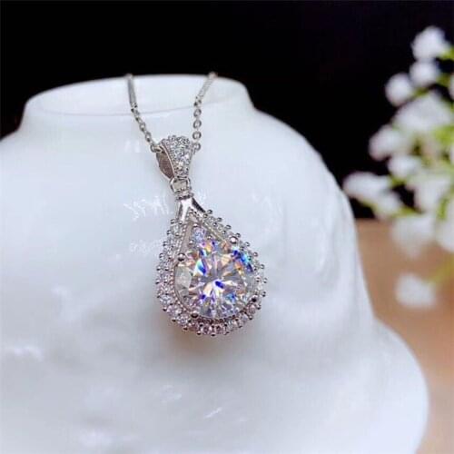 9MM Round White Zircon Water Drop Pendant Teardrop Necklaces For Women Wedding Jewelry Female Luxury CZ Stone Bridal Necklace