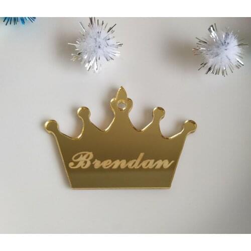Personalised Custom Mirrored Crown Tags,Engraved Mirrored Chocolates Tags, Brand LOGO Mirrored Tag