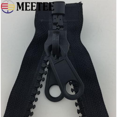 Meetee 60-300cm 5# 8# 10# Resin Zippers Plastic Double-sided Zipper Puller Head for Outer Tent Double Pull Tab Zips Sew Material