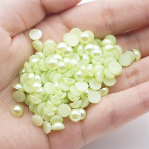 2-12mm Light Green Flat Bottom Semicircular Resin Diy Loose Beads For Decorative Accessories For Manicure Mobile Phone Case