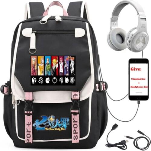Anime The Seven Deadly Sins backpack Women men Travel Backpack student School book Bag USB Charging teenagers Laptop packsack